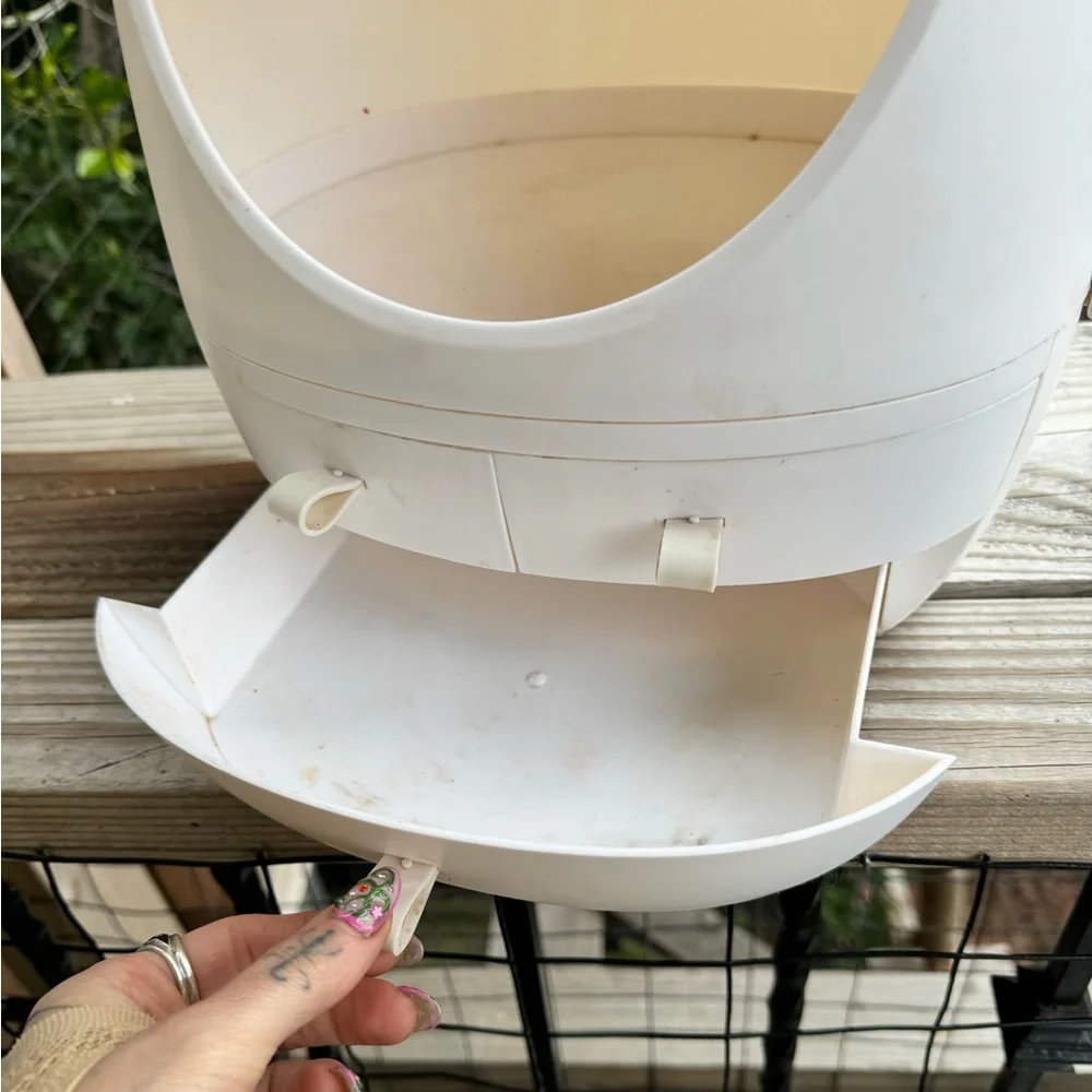 White bathroom makeup storage/holder